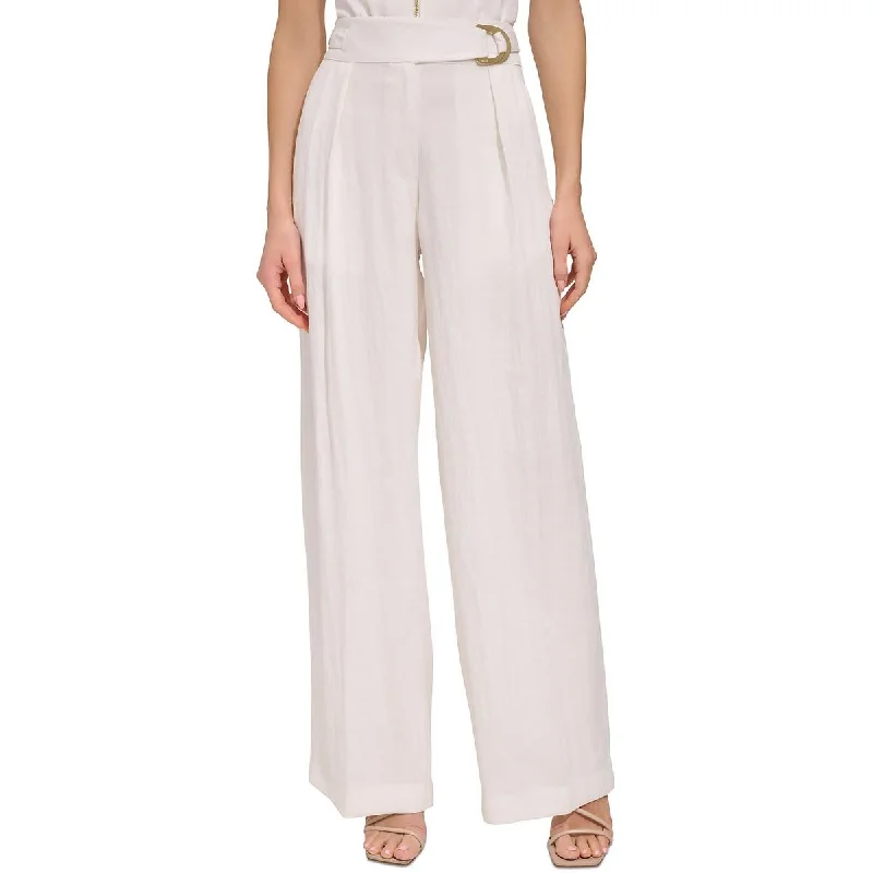 DKNY Womens Belted Suit Separate Wide Leg Pants Slim-Fit Leggings