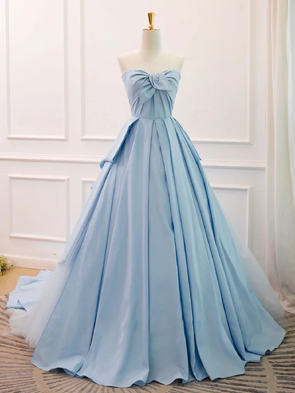 A-Line Sweetheart Neck Satin Tulle Blue Long Prom Dress, Blue Evening Dress Tunics Party sparkling A-Line Sweetheart Neck Satin Tulle Blue Long Prom Dress, Blue Evening Dress Tunics Party sparkling