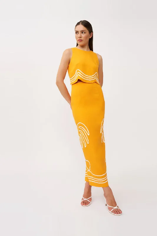 Love Palm Midi Skirt - Mango a-line skirt cut