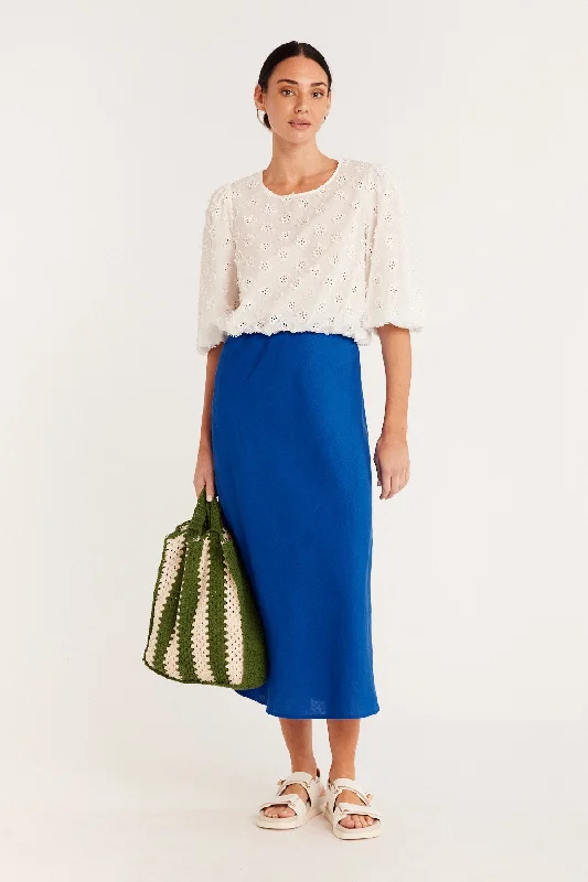 Pure Linen Bias Skirt - Cobalt Blue velvet skirt luxurious