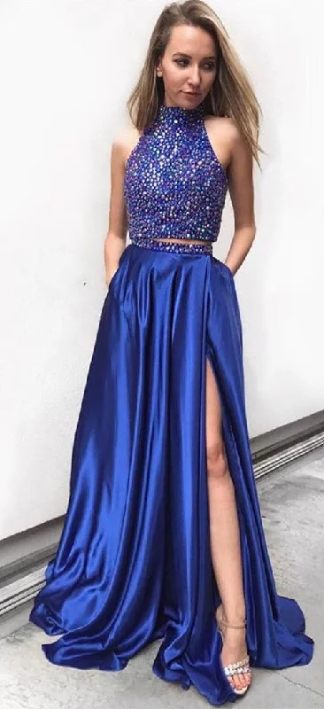 Royal Blue Prom Dress Halter Neckline, Prom Dresses, Evening Gown, Graduation School Party Dress, Winter Formal Dress Tunics Fashionable trendy Royal Blue Prom Dress Halter Neckline, Prom Dresses, Evening Gown, Graduation School Party Dress, Winter Formal Dress Tunics Fashionable trendy