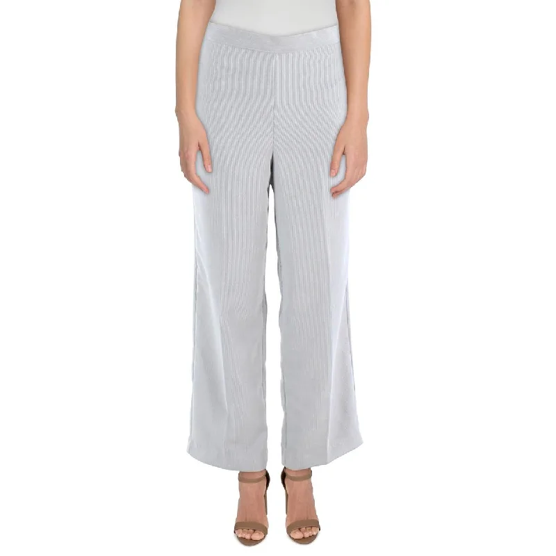 Alfred Dunner Womens Comfort Waist Corduroy Straight Leg Pants Trendy Wide-Legged Trousers