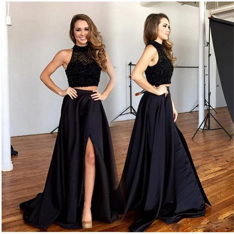 Two Pieces Black Prom Dress, Prom Dresses, Evening Gown, Graduation School Party Dress, Winter Formal Dress Tunics Cozy comfortable Two Pieces Black Prom Dress, Prom Dresses, Evening Gown, Graduation School Party Dress, Winter Formal Dress Tunics Cozy comfortable