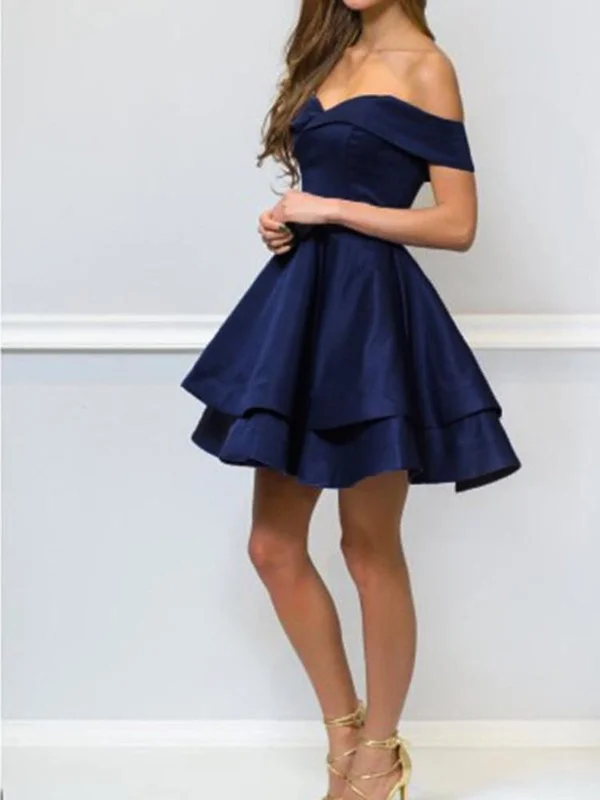 Off the Shoulder Short Navy Blue Prom Dresses, Short Off Shoulder Dark Blue Formal Graduation Dresses Tunics Corduroy durable Off the Shoulder Short Navy Blue Prom Dresses, Short Off Shoulder Dark Blue Formal Graduation Dresses Tunics Corduroy durable