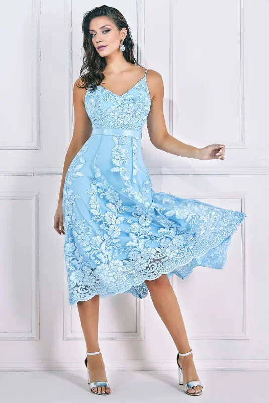 Light Blue A-Line Lace Mother of the Bride Dresse Wedding Guest Party Dresses Square Neckline Feminine