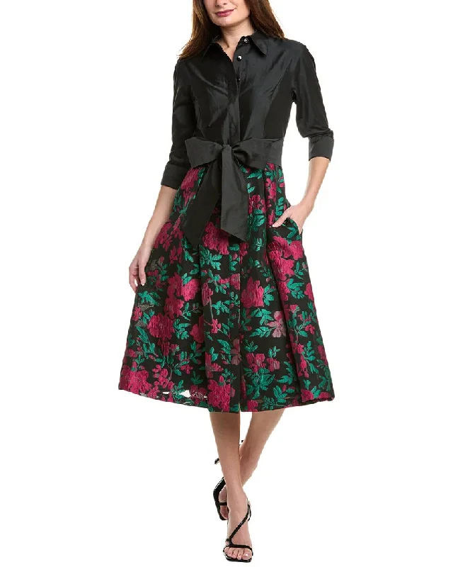 Teri Jon By Rickie Freeman Jacquard Skirt Shirtdress leather skirt modern