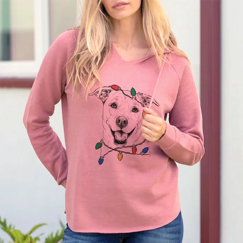 Christmas Lights Carl the Mixed Breed - Cali Wave Hooded Sweatshirt Hoodie with Hem Frayed Vintage Worn