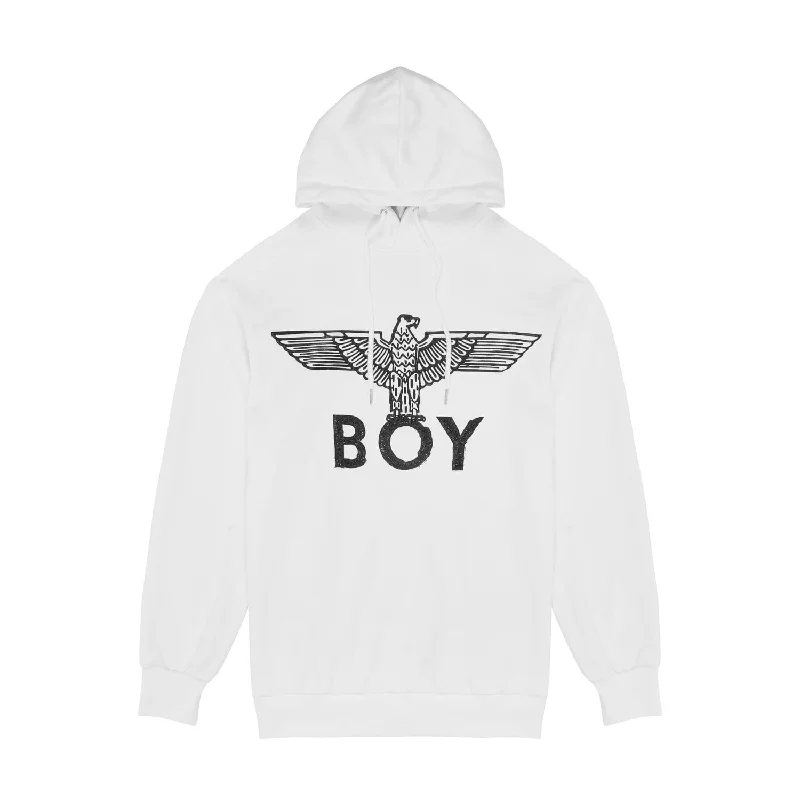 BOY EAGLE SCRIBBLE HOODIE WOMENS - WHITE/BLACK Hoodie with Zipper Versatile Modern