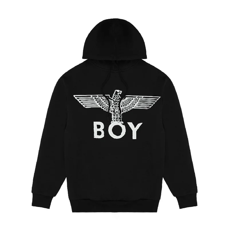 BOY EAGLE SCRIBBLE HOODIE WOMENS - BLACK/WHITE Hoodie with Ribbed Hem Stretchable Secure BOY EAGLE SCRIBBLE HOODIE WOMENS - BLACK/WHITE Hoodie with Ribbed Hem Stretchable Secure