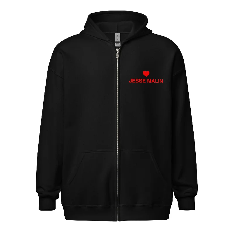 Jesse Malin Heart Unisex Zip Hoodie Hoodie with Cropped Fit Short Trendy