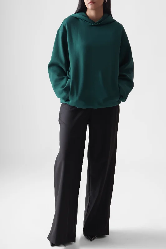 The Hoodie : Emerald Hoodie with Ribbed Neckline Snug Warm