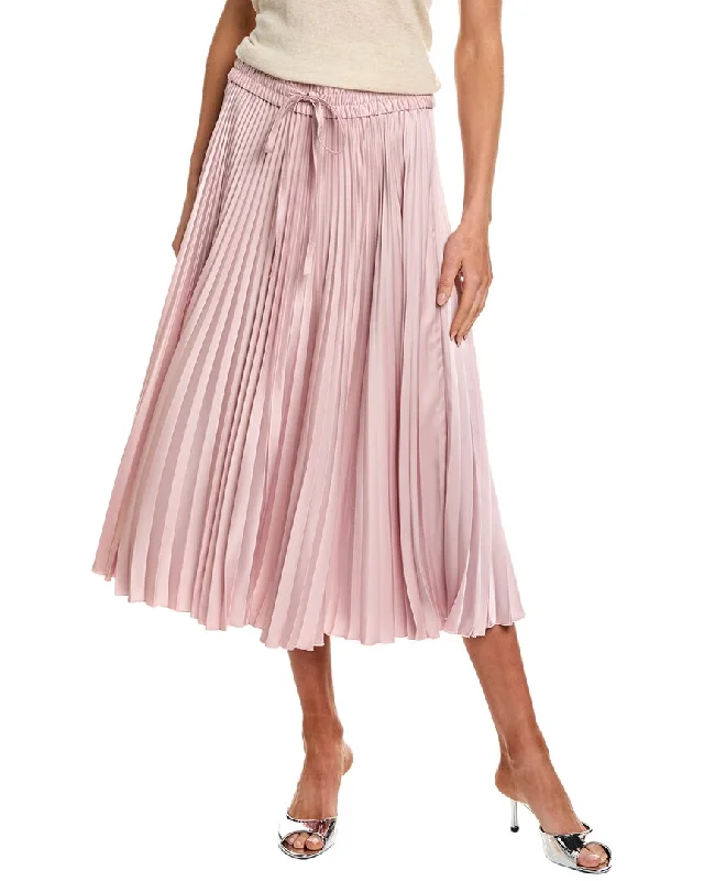 Red Valentino Pleated Satin Maxi Skirt silk skirt lustrous