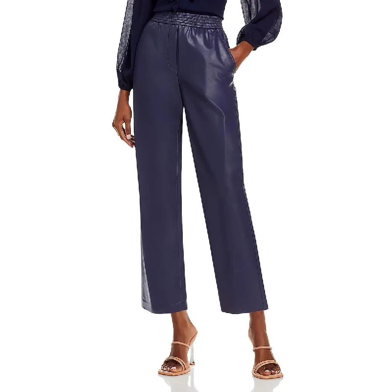 Kobi Halperin Womens Ariella Faux Leather Crop Ankle Pants Chic Faux Leather Pants