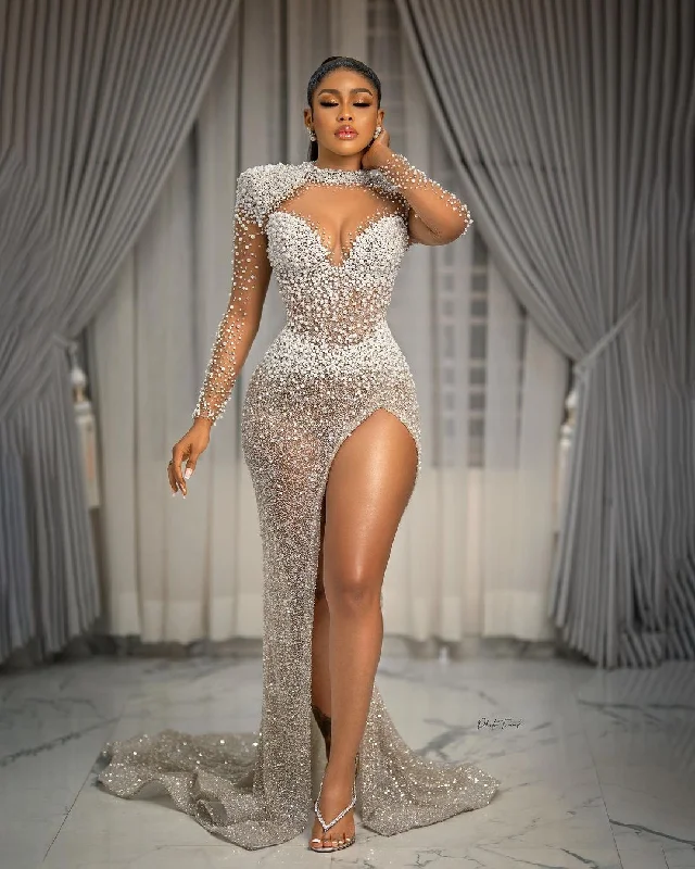 Luxury Pearls Long Sleeves High Slit Cocktail Party Dress RM028 Tunics Spring floral Luxury Pearls Long Sleeves High Slit Cocktail Party Dress RM028 Tunics Spring floral