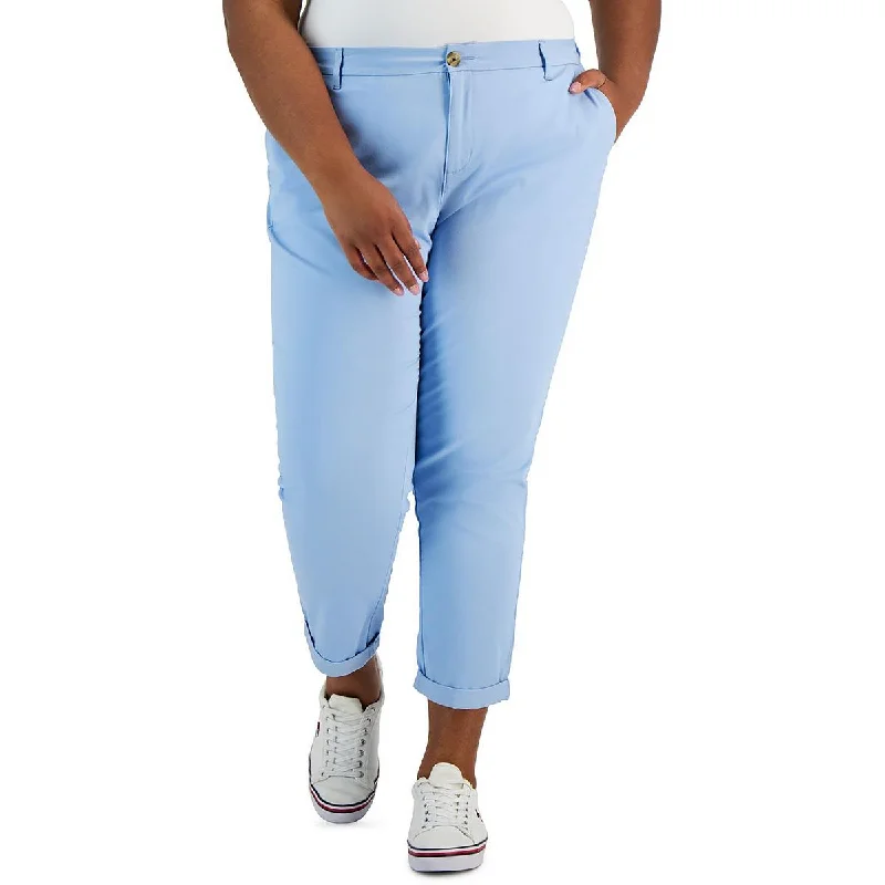Tommy Hilfiger Womens Plus Hampton Slim Stretch Chino Pants High-Waist Jogger Pants