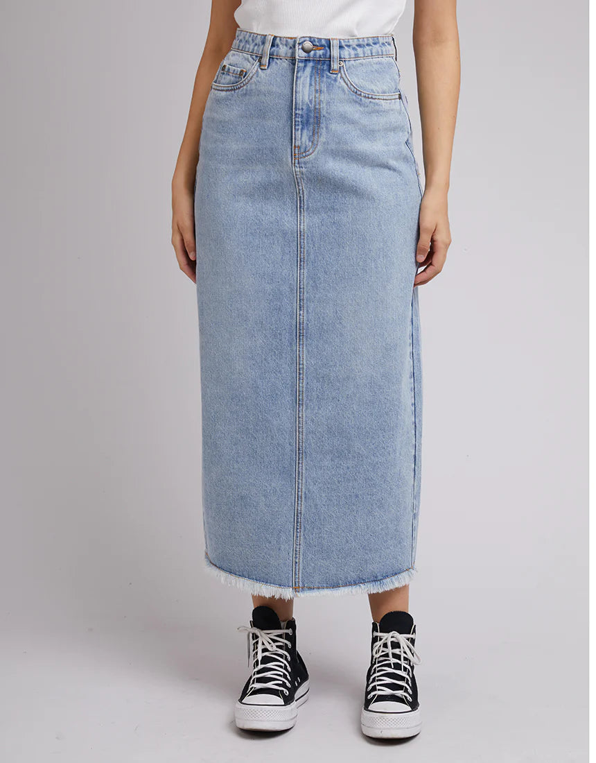 Ray Maxi Skirt Light Blue pleated skirt texture