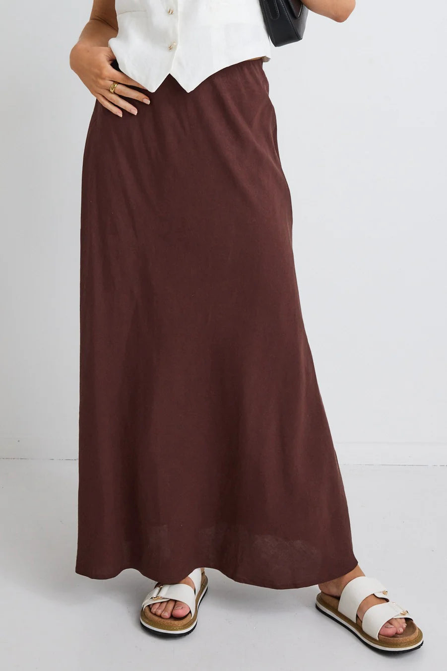 Lagos Floaty Bias Skirt Chocolate spandex blend skirt