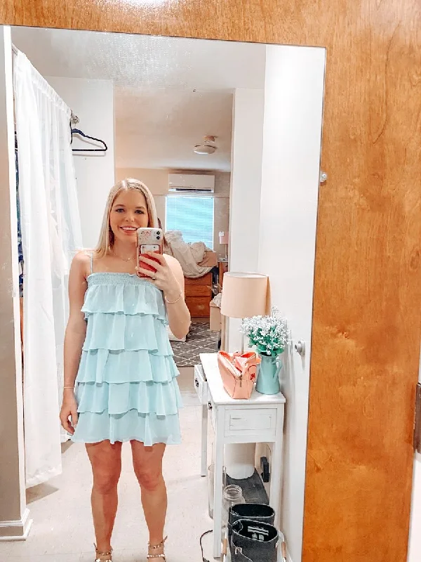 Blue Chiffon Layered Homecoming Dress,Blue Party Dress Y2299 Tunics Versatile functional Blue Chiffon Layered Homecoming Dress,Blue Party Dress Y2299 Tunics Versatile functional