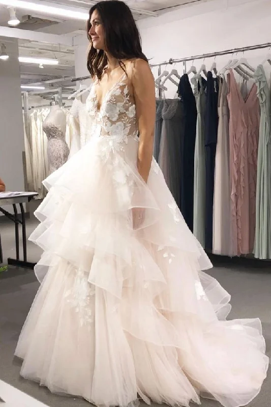 A Line V Neck Tulle Long Prom Dresses Asymmetrical Lace Appliques Party Dresses WK225 Tunics Stylish modern A Line V Neck Tulle Long Prom Dresses Asymmetrical Lace Appliques Party Dresses WK225 Tunics Stylish modern