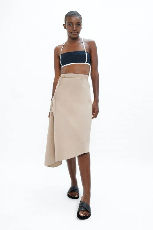 Mallorca Organic Cotton Asymmetric Skirt in Sand cashmere skirt fine