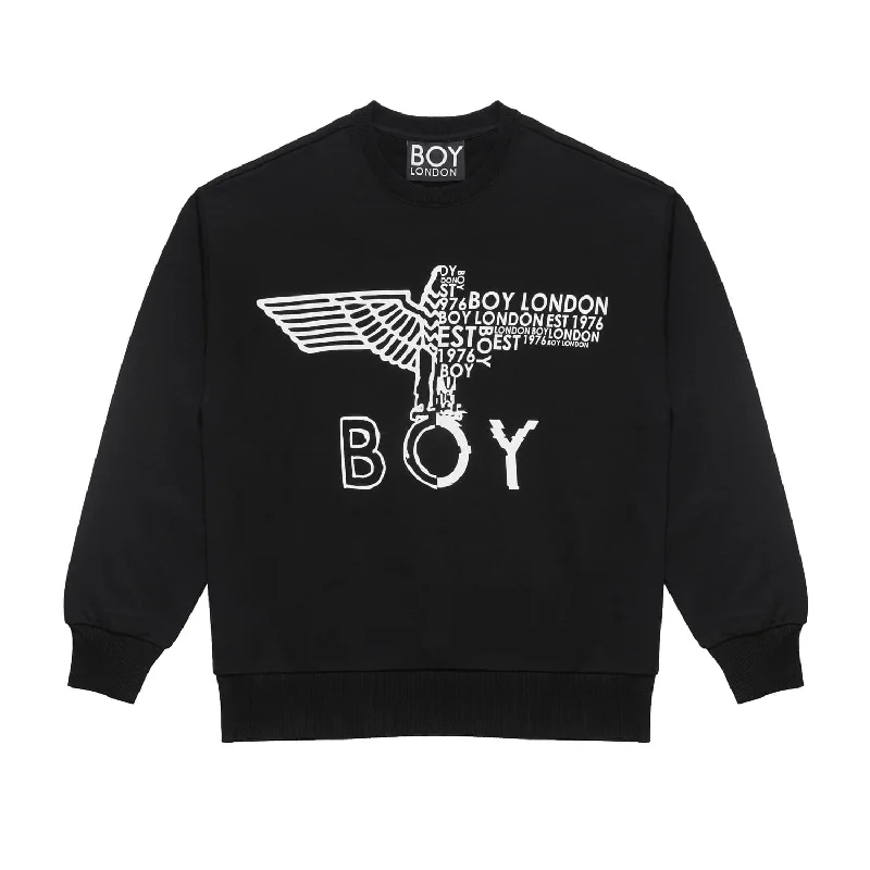 BOY EAGLE CONCEALED SWEATSHIRT WOMENS - BLACK Hoodie with Embroidery Detailed Premium