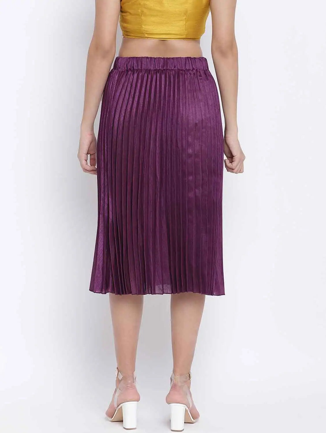 Bamber Purple Pleated Women Skirt pleated skirt texture