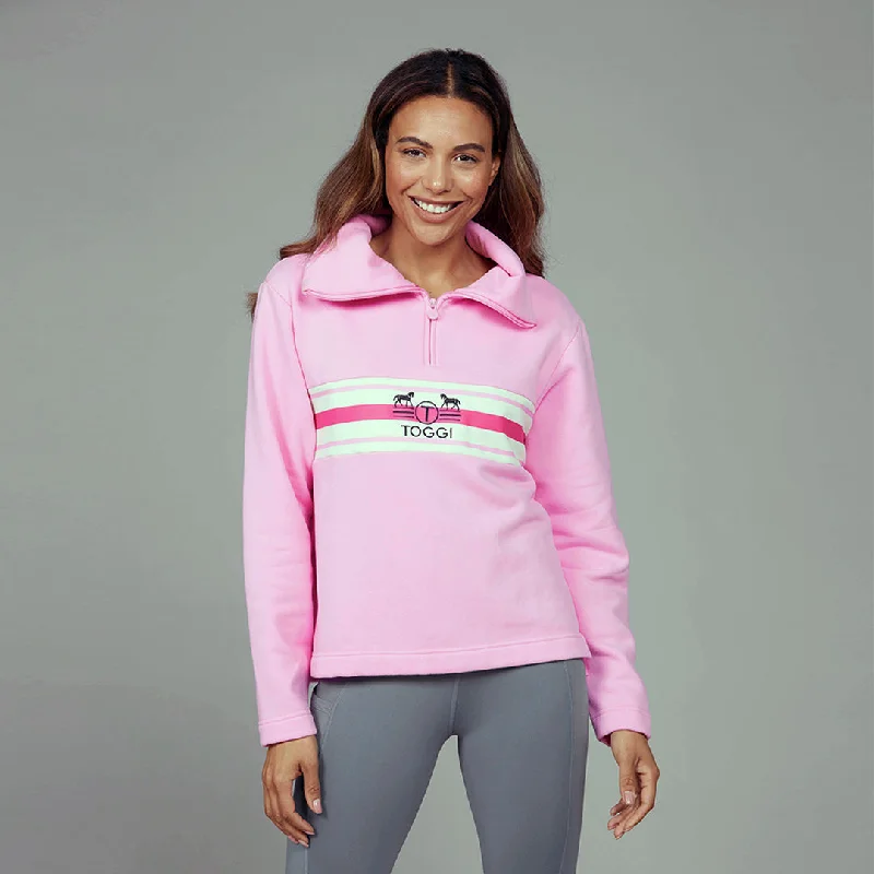 Toggi Bennett Sweatshirt Pink Zip Hoodie Drawstring Kangaroo Pocket