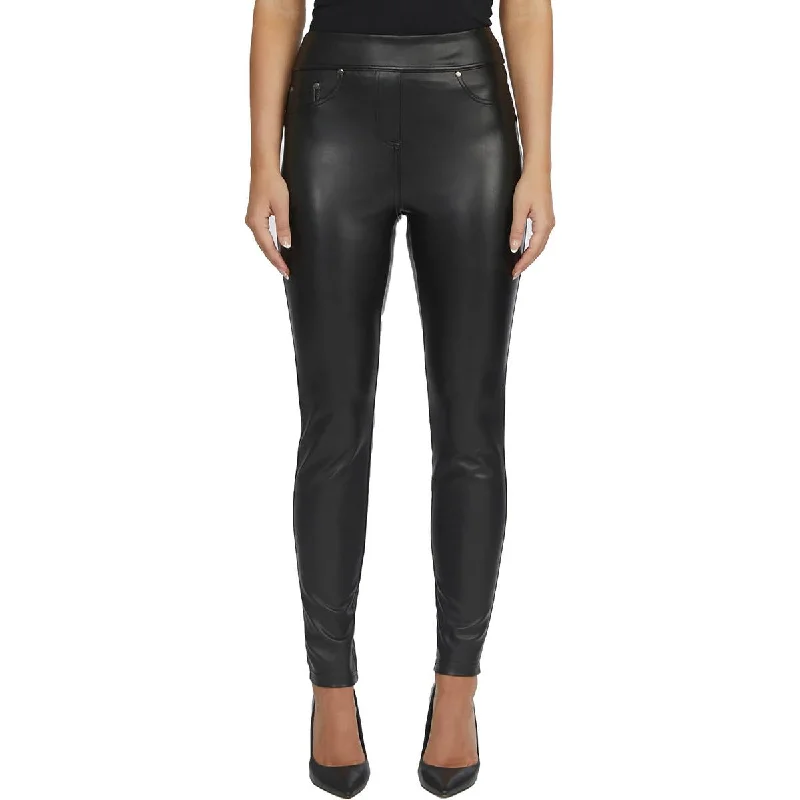 Laundry Womens Skinny Faux Leather High-Waisted Pants Comfortable Denim Trousers