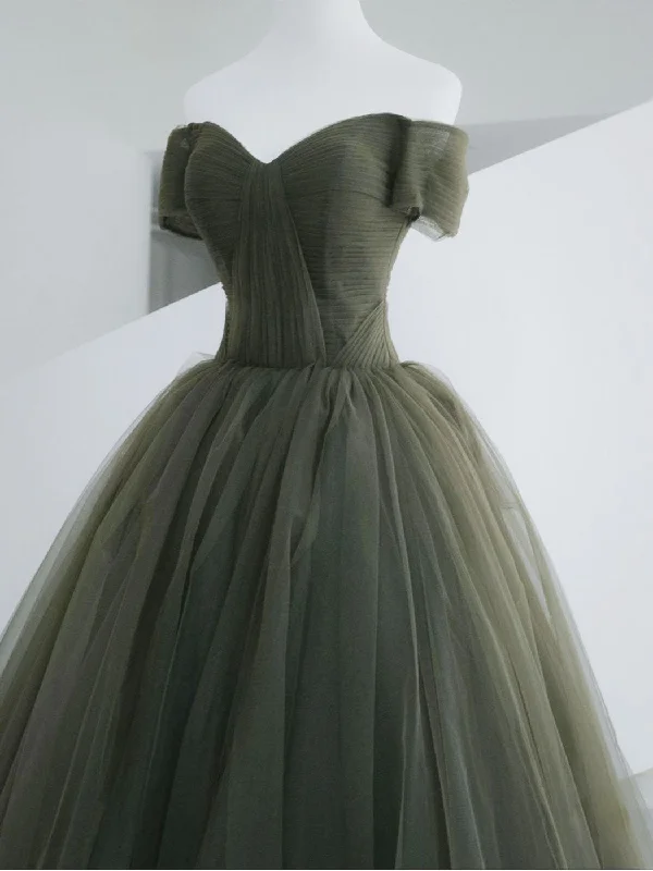 A-Line Sweetheart Neck Green Long Prom Dress, Sweep Train Green Formal Dress Tunics Floral girly A-Line Sweetheart Neck Green Long Prom Dress, Sweep Train Green Formal Dress Tunics Floral girly