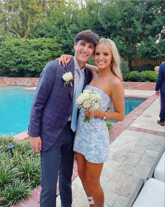 Sweet Blue Strapless Homecoming Dress Short Party Dress, DP2322 Tunics New arrival