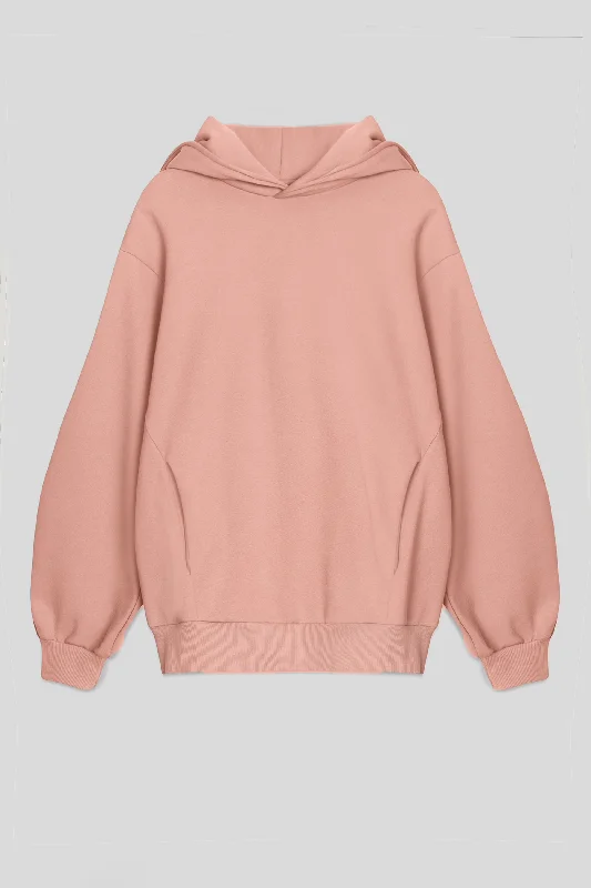 The Hoodie : Dust Peach Hoodie with Mock Neck Collared Structured