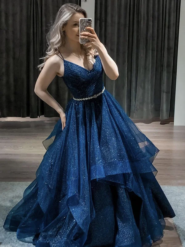 Shiny V Neck Blue Long Prom Dresses, Blue V Neck Long Formal Evening Dresses Shift Classic Vintage Shiny V Neck Blue Long Prom Dresses, Blue V Neck Long Formal Evening Dresses Shift Classic Vintage