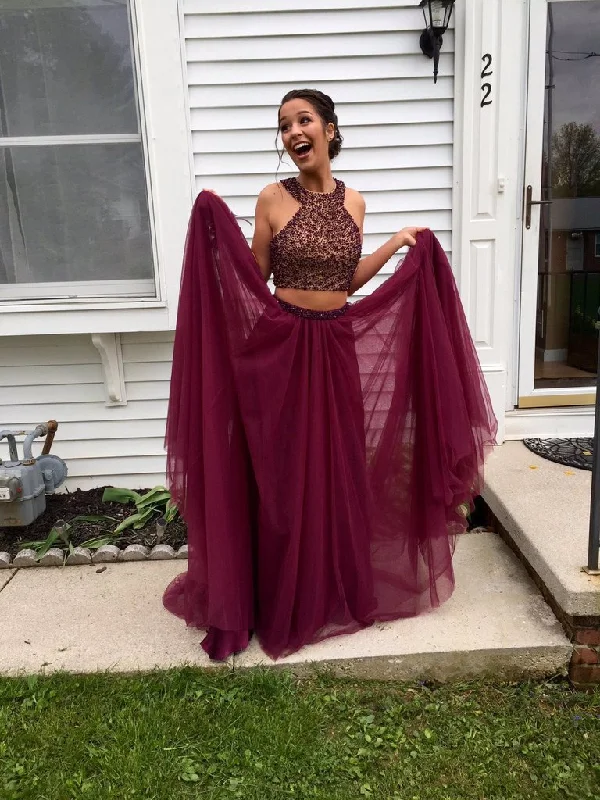 Two Pieces Prom Dress, Evening Gown, Graduation School Party Dress, Winter Formal Dress Lace Sexy Club Two Pieces Prom Dress, Evening Gown, Graduation School Party Dress, Winter Formal Dress Lace Sexy Club