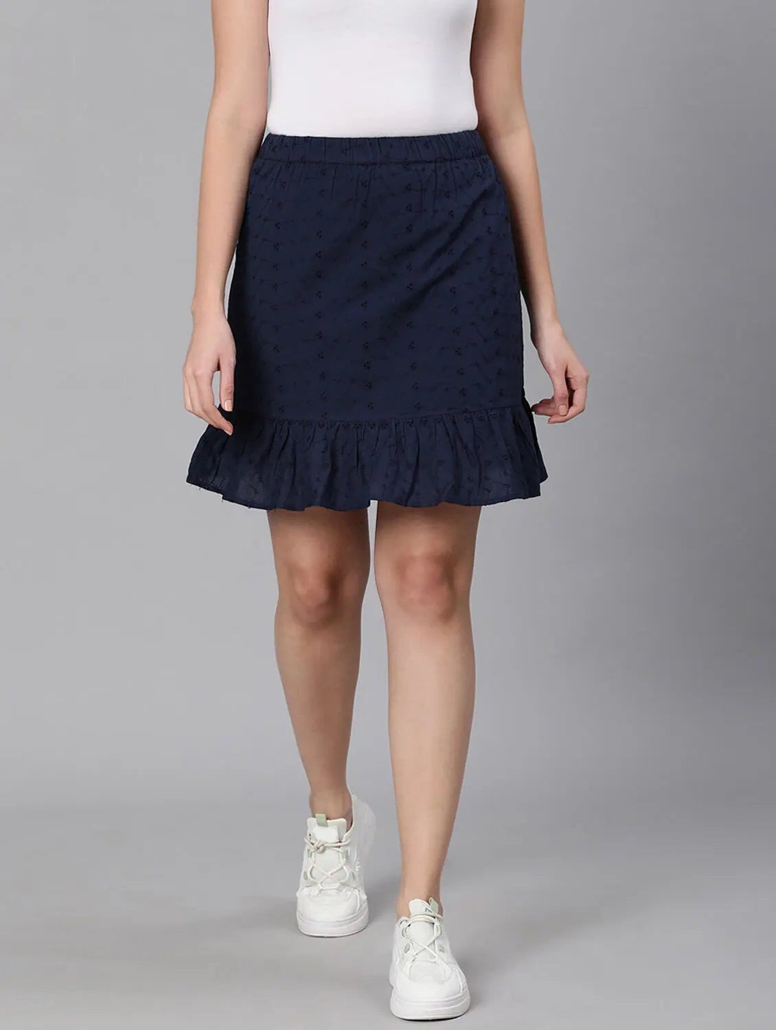 Nobbled Blue Schiffy Fabric Women Skirt corduroy skirt durable