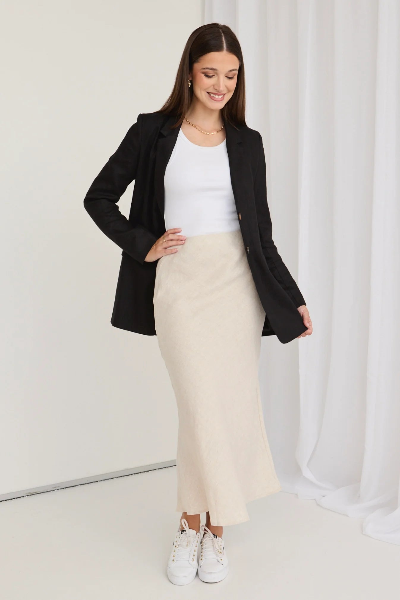 Bliss Midi Skirt Natural elastic waist skirt