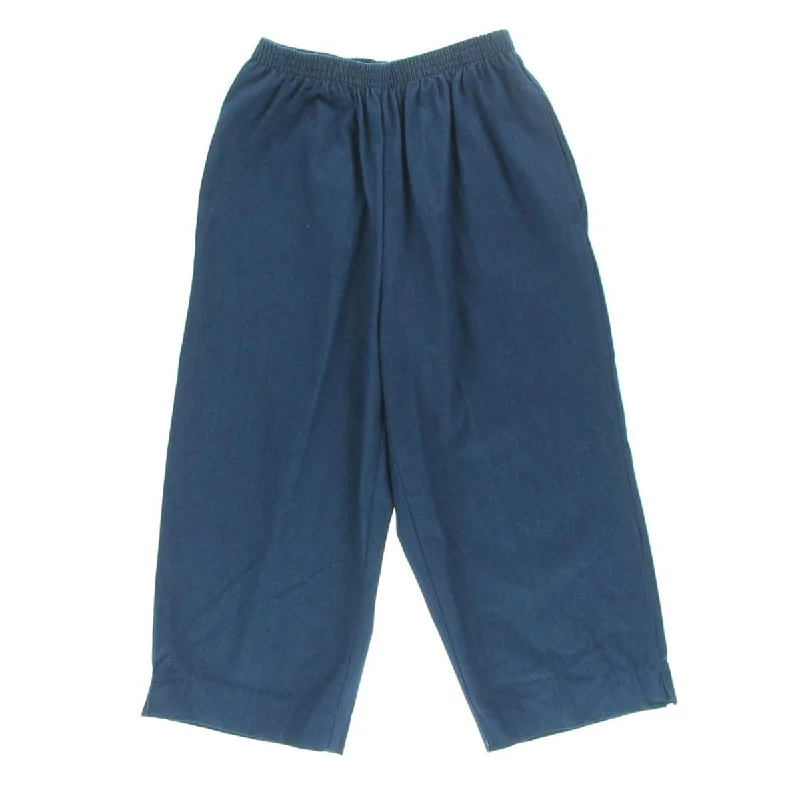 Alfred Dunner Womens Petites Chambray Flat Front Capri Pants Classic Chino Pants