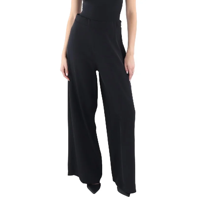 OWN IT. Womens Flat Front High Rise Wide Leg Pants Formal Stretch Pants