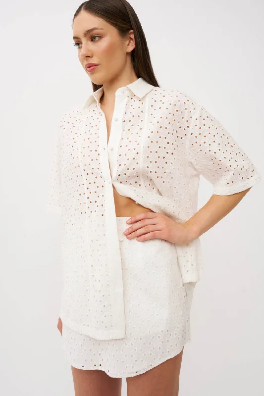 Brody Mini Skirt - Ivory cotton skirt soft
