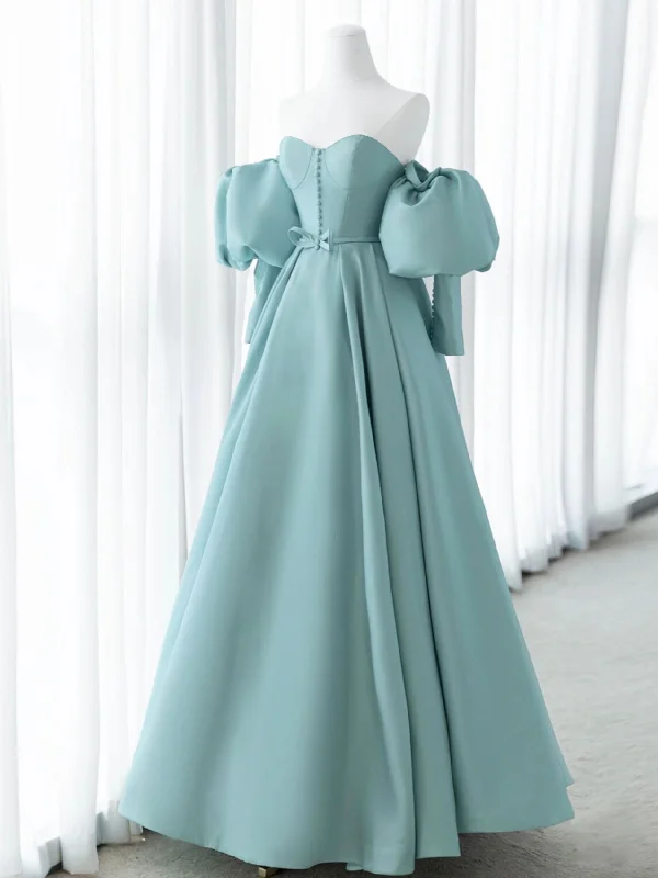 Green Sweetheart Neck Satin Long Prom Dress, Green Formal Evening Dresses Elegant Long Evening Green Sweetheart Neck Satin Long Prom Dress, Green Formal Evening Dresses Elegant Long Evening