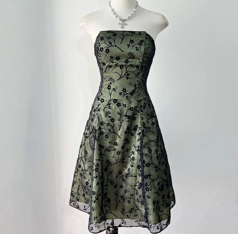 Green Strapless A-Line Tulle Short Party Dress Vintage Homecoming Dress, DP4528 A-Line Day Work Green Strapless A-Line Tulle Short Party Dress Vintage Homecoming Dress, DP4528 A-Line Day Work