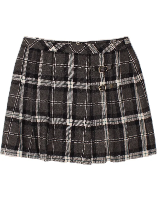 MARIE LUND Womens Mini Skirt IT 42 Medium W30  Grey Check Polyester wool skirt warm