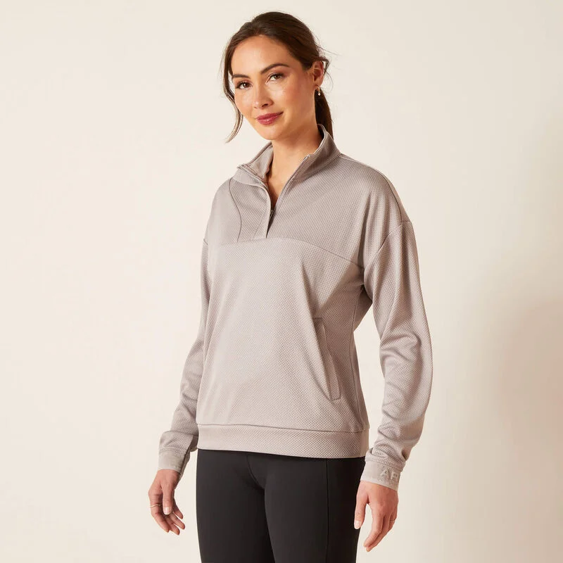 Ariat Breathe Half Zip Sweatshirt Zinc Hoodie with Longline Fit Extended Stylish