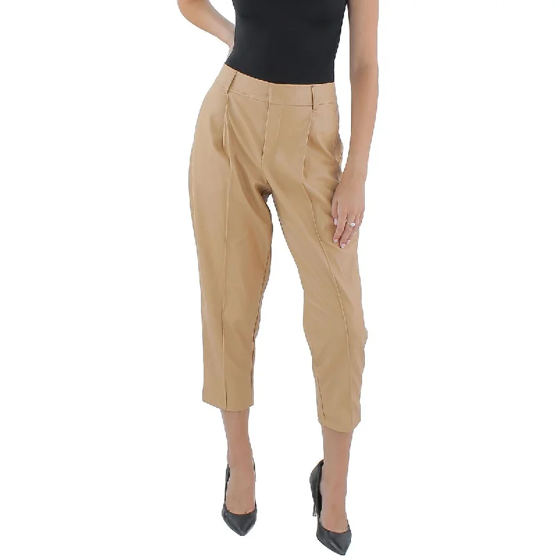 BCBGeneration Womens Faux Leather High Rise Skinny Pants Soft Wool Pants