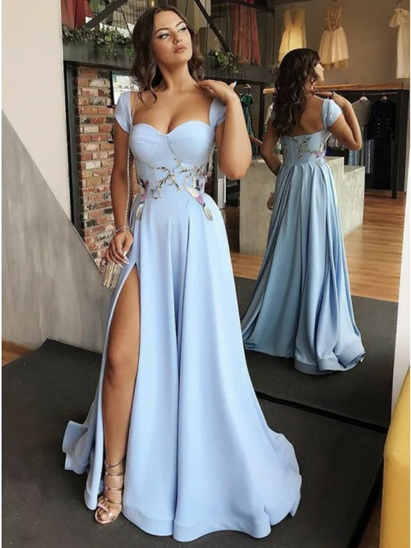 Custom Made Sweetheart Neck Light Blue Prom Dress with Cap Sleeves, Cap Sleeves Blue Formal Gradution Evening Dress empire Waist empire Custom Made Sweetheart Neck Light Blue Prom Dress with Cap Sleeves, Cap Sleeves Blue Formal Gradution Evening Dress empire Waist empire