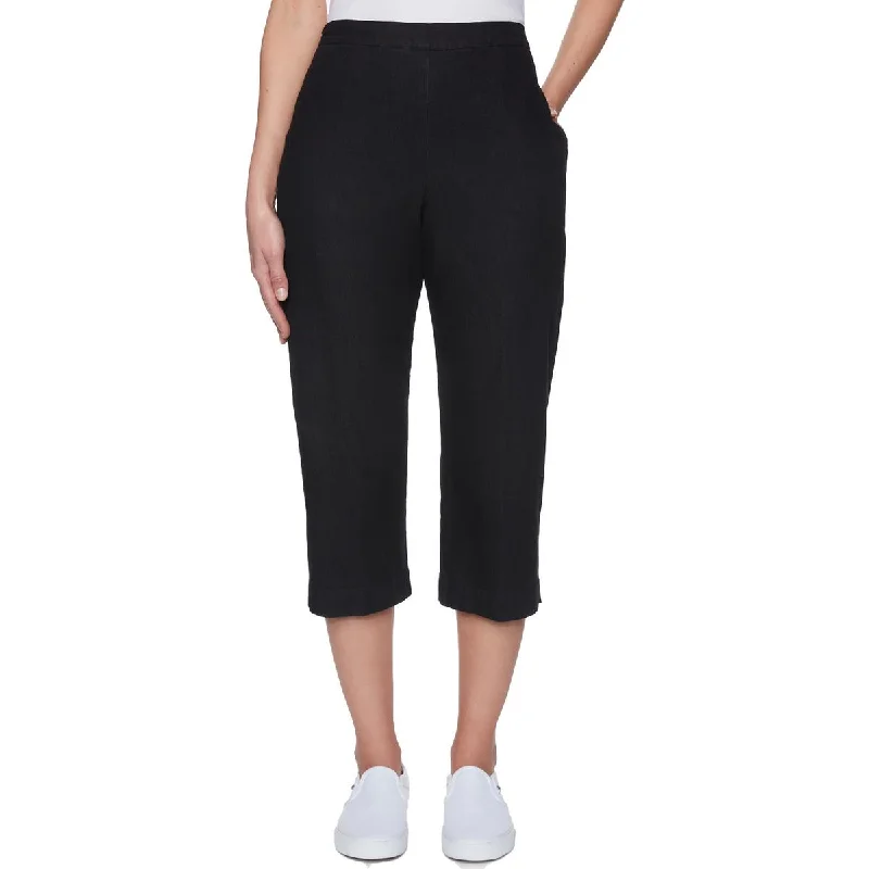 Alfred Dunner Womens Petites Comfort Waist Pull On Capri Pants Fashionable Track Pants
