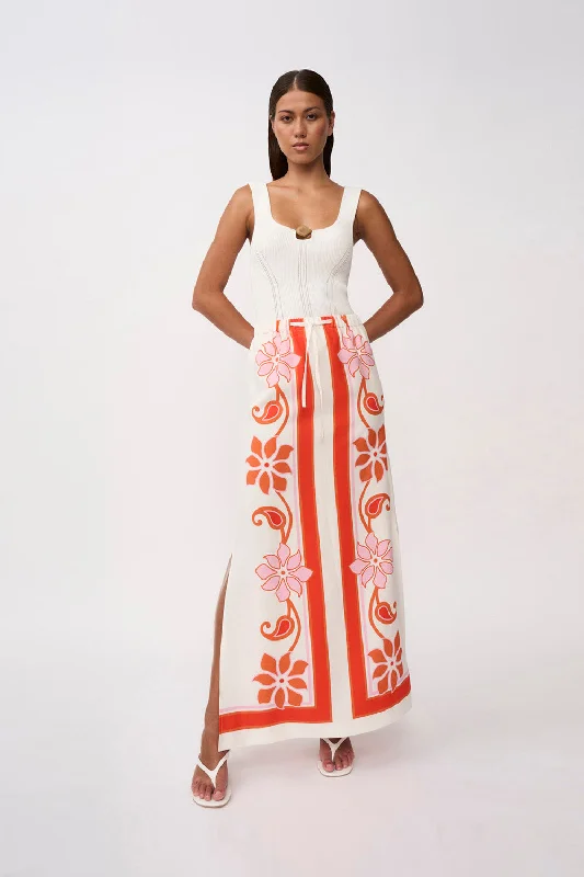 Sierra Paradiso Long Sun Skirt | Final Sale - Pink Red Orange boho skirt vibe
