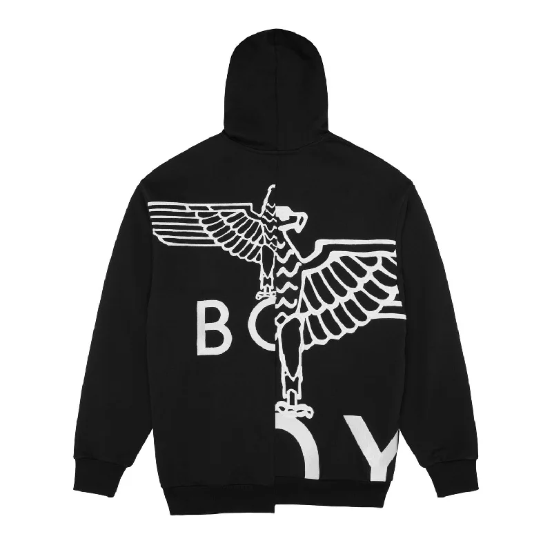 BOY EAGLE TYPO EMBROIDERY HOODIE WOMENS - BLACK Hoodie with Drawcord Adjustable Secure BOY EAGLE TYPO EMBROIDERY HOODIE WOMENS - BLACK Hoodie with Drawcord Adjustable Secure