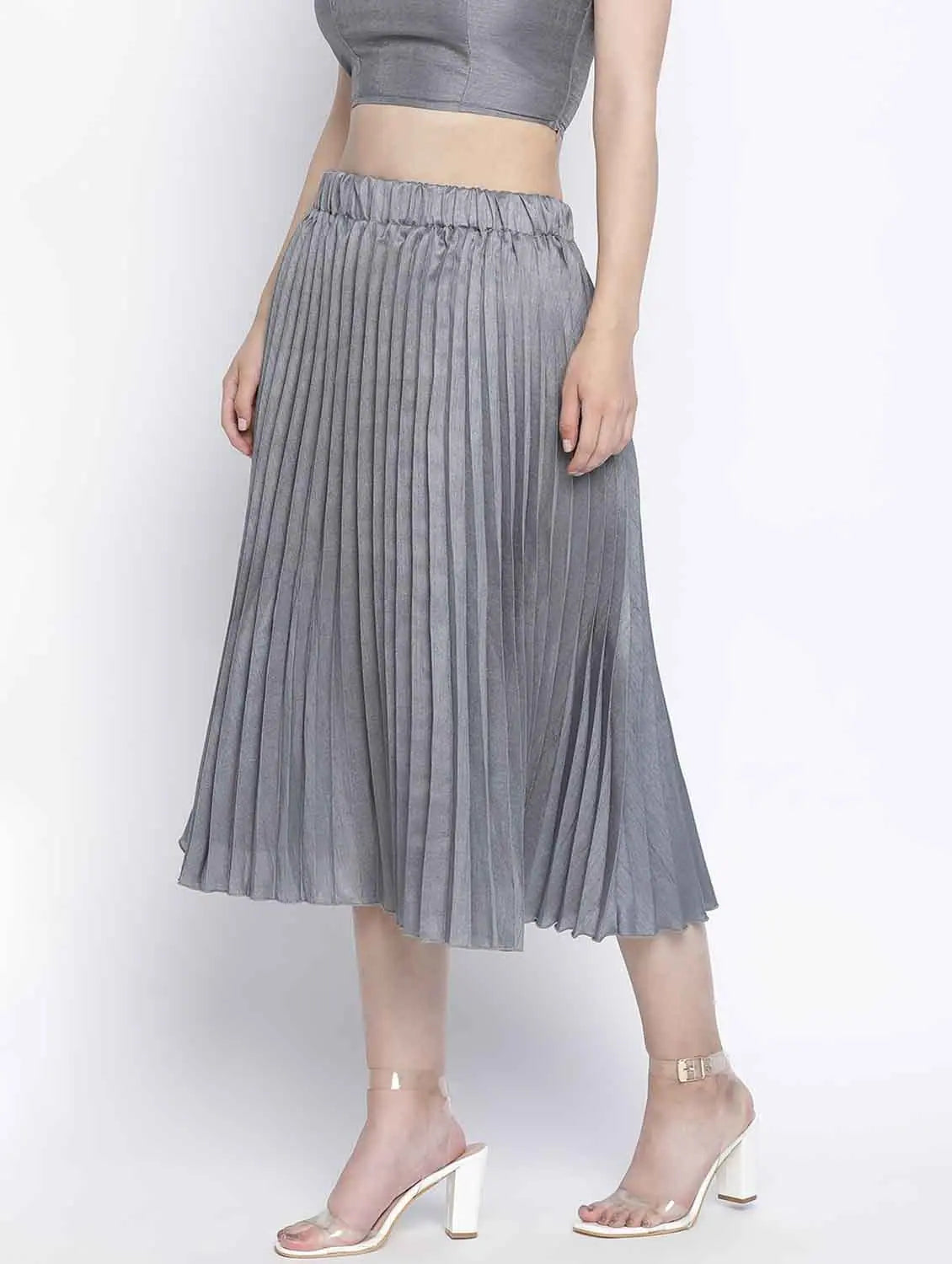 Gazzing Grey Pleated Women Skirt velvet skirt plush