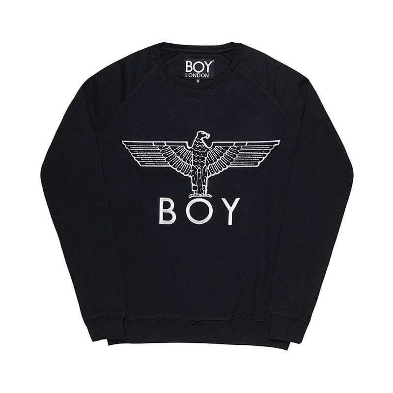 BOY EAGLE APPLIQUE SWEATSHIRT WOMENS - BLACK Hooded Sweatshirt Casual Wear Street Style BOY EAGLE APPLIQUE SWEATSHIRT WOMENS - BLACK Hooded Sweatshirt Casual Wear Street Style
