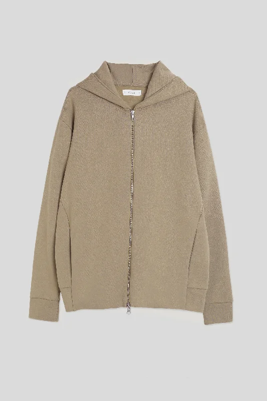Heavyweight 400gsm Hoodie: Taupe Hoodie with Hem Fringe Bohemian Relaxed